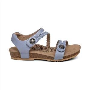 NEW AETREX women's jillian braided quarter strap sandal in blue